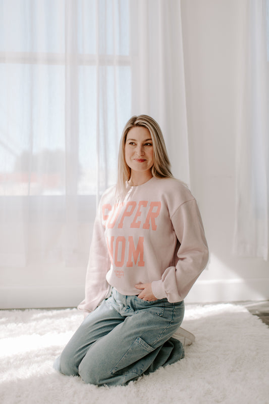 Pink Super Mom Crewneck