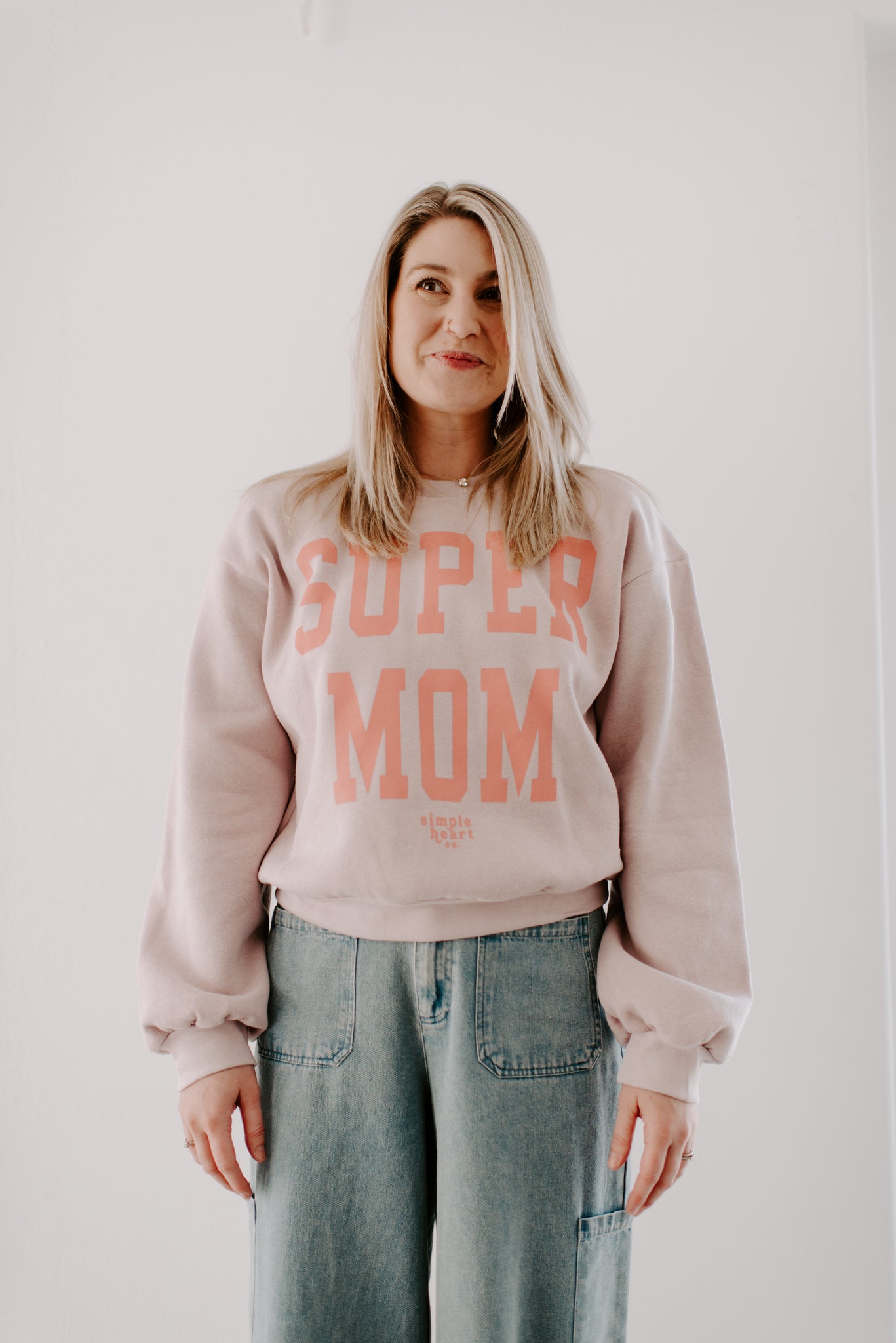 Pink Super Mom Crewneck
