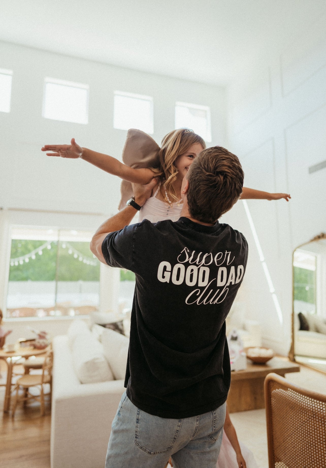 karissa x simple heart co super good dad club tshirt in acid wash black