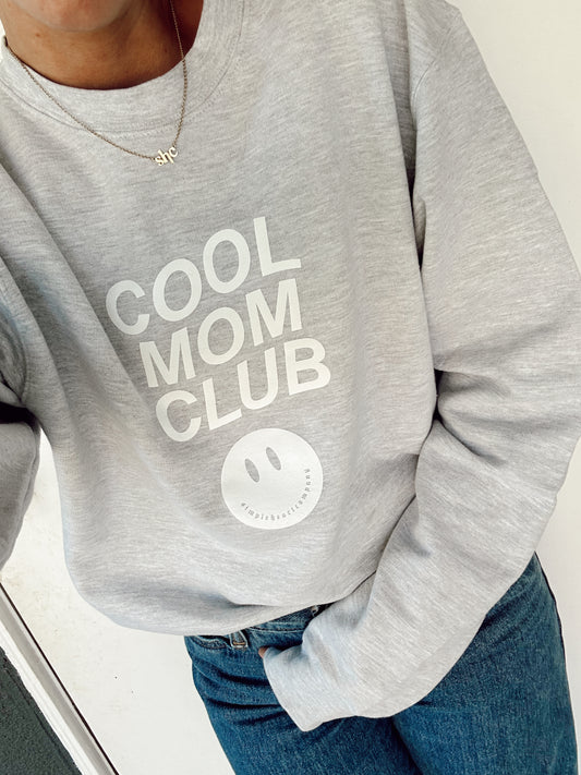 Cool Mom Club Smiley Sweatshirt in Heather grey