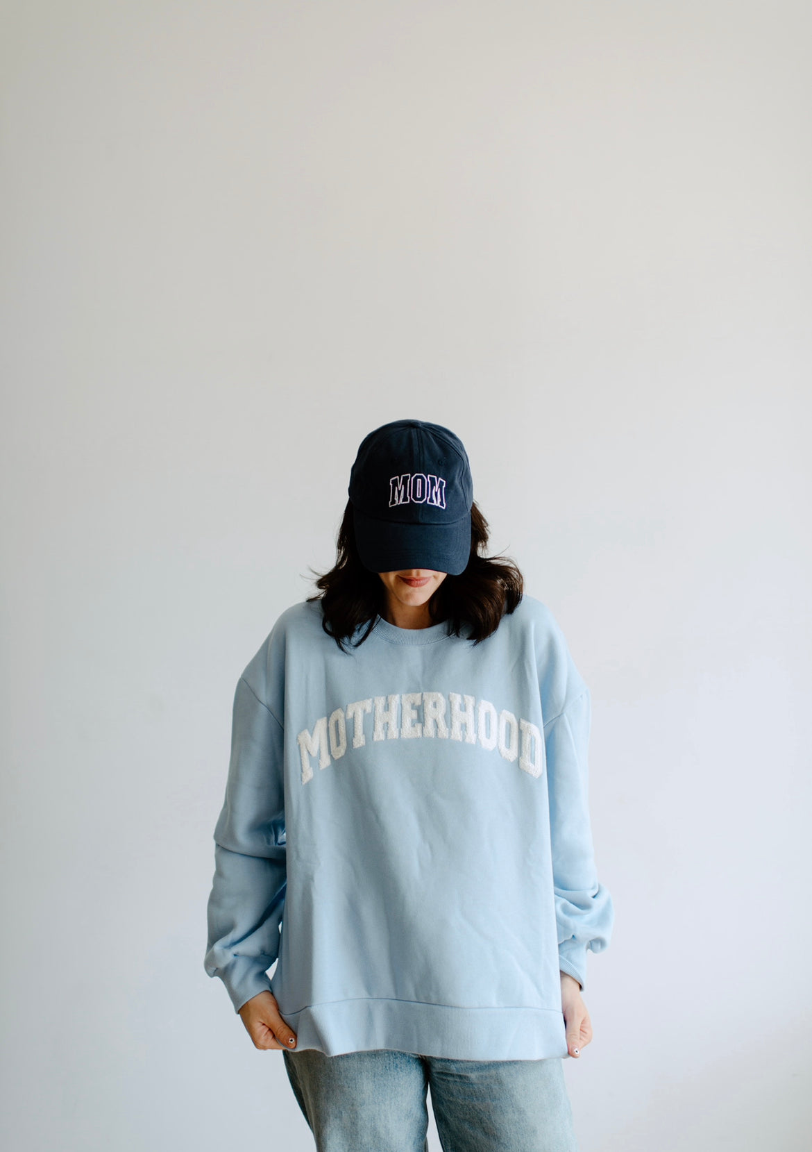 Baby Blue Fuzzy Motherhood Crewneck