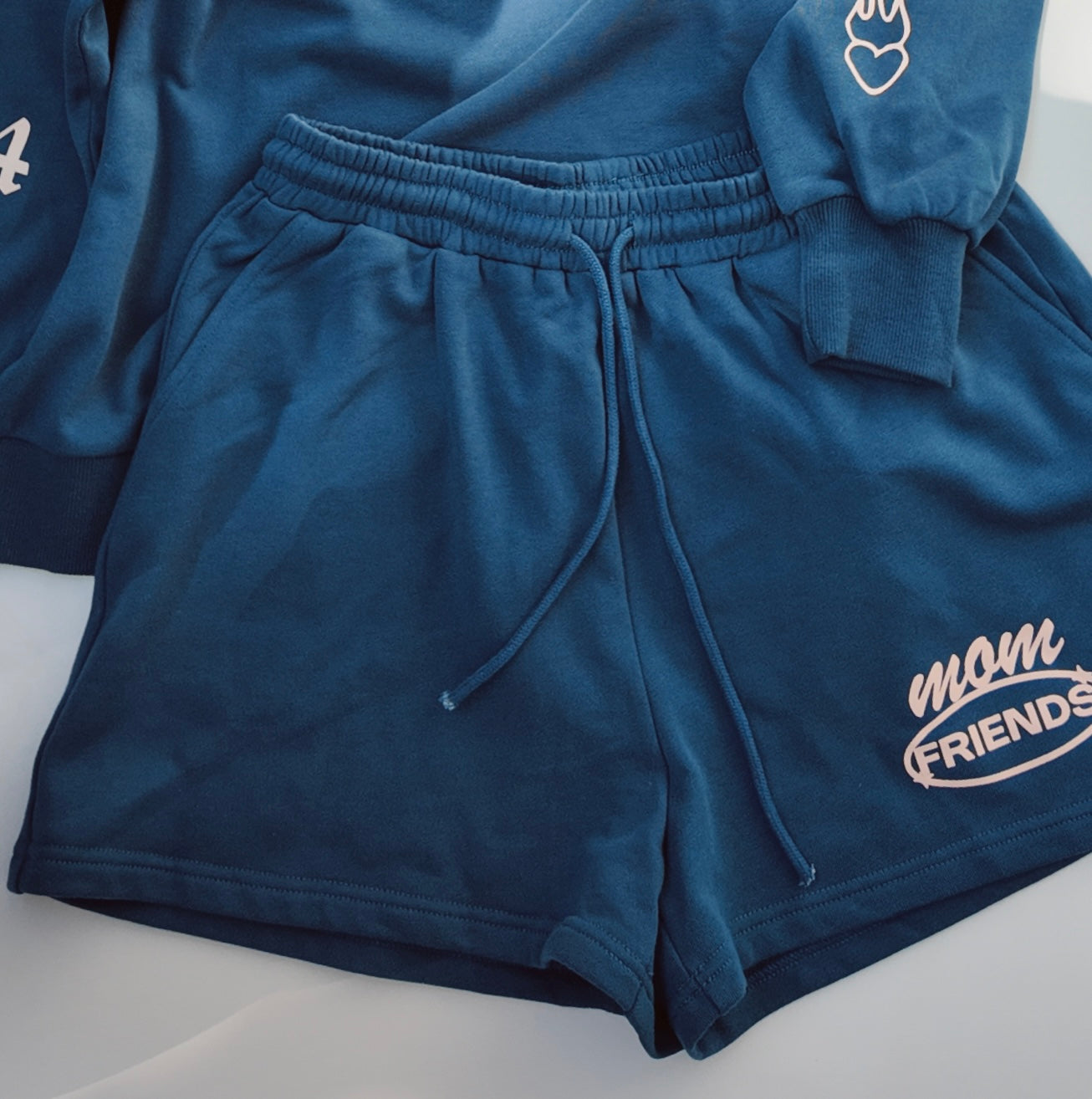 Mom Friends Shorts | Blue 100% Cotton Lounge Shorts for Moms