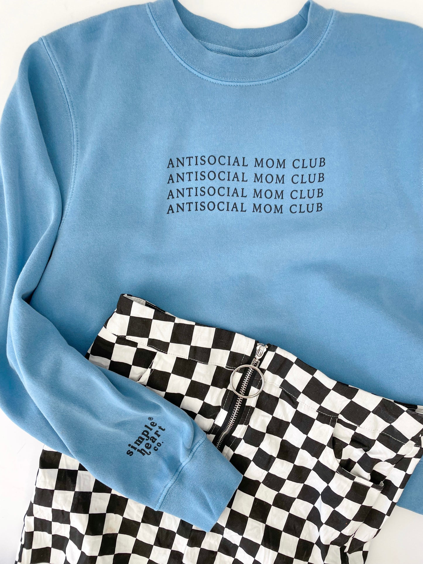 antisocial mom club blue sweatshirt