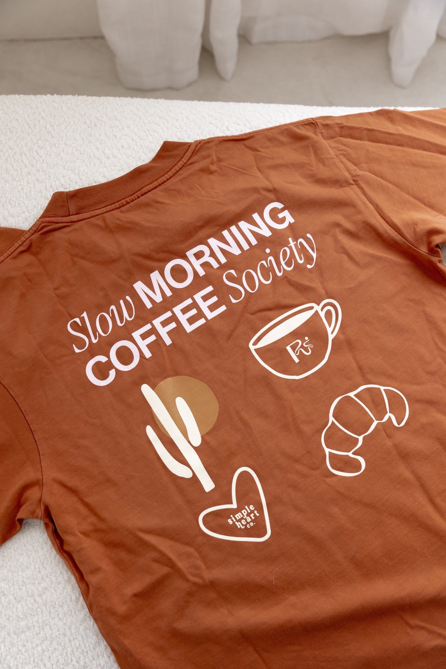 Slow Morning Coffee Society Oversized Tee | Roadrunner Coffee x Simple Heart Co Vintage Washed Graphic T-Shirt