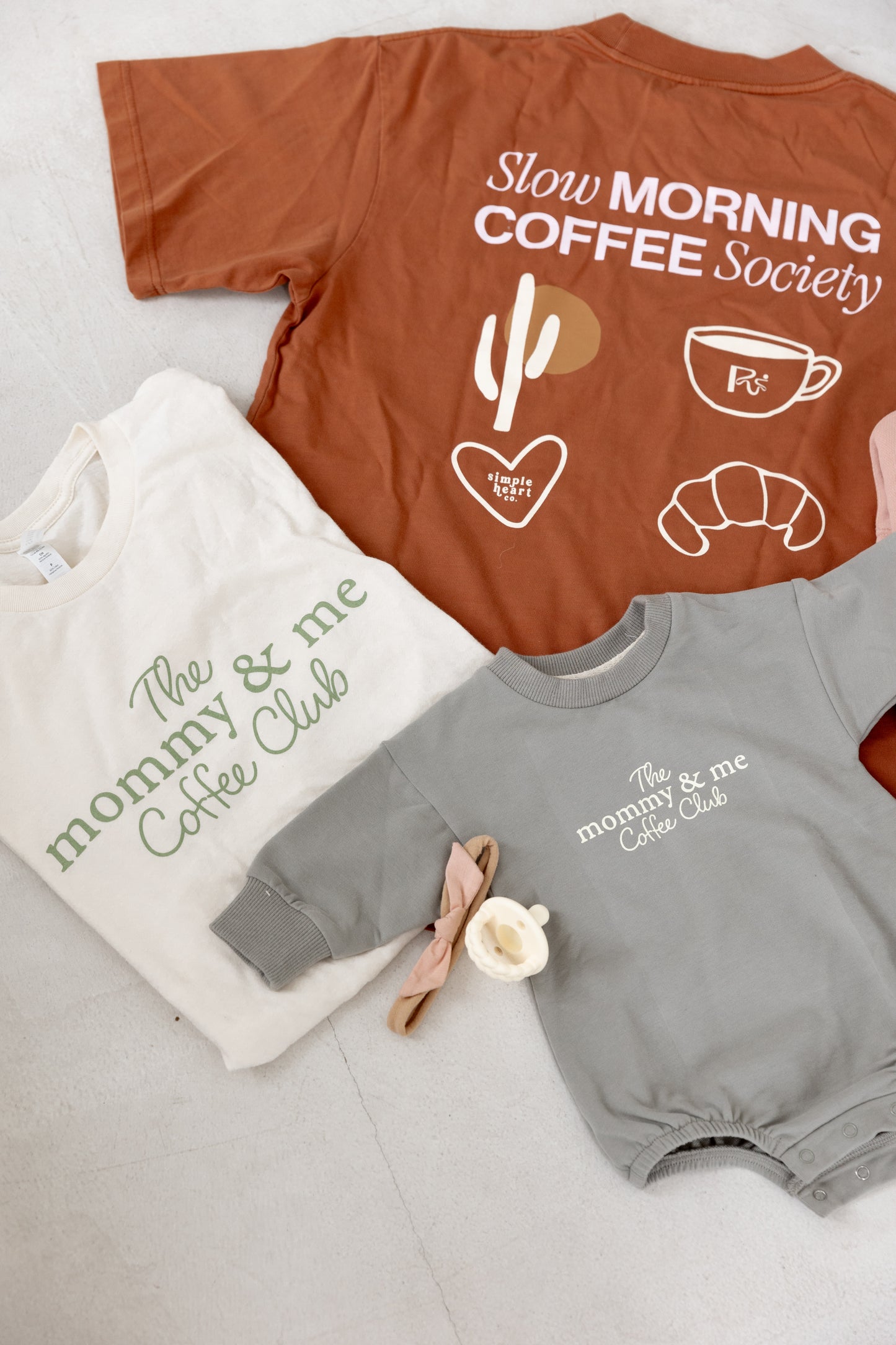 The Mommy & Me Coffee Club Infant Romper | Road Runner Coffee x Simple Heart Co Cozy Baby Matching Outfit by Simple Heart Co