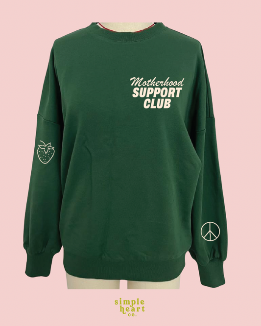 Motherhood Support Club Oversized Crewneck Sweatshirt - Cozy Mom Loungewear