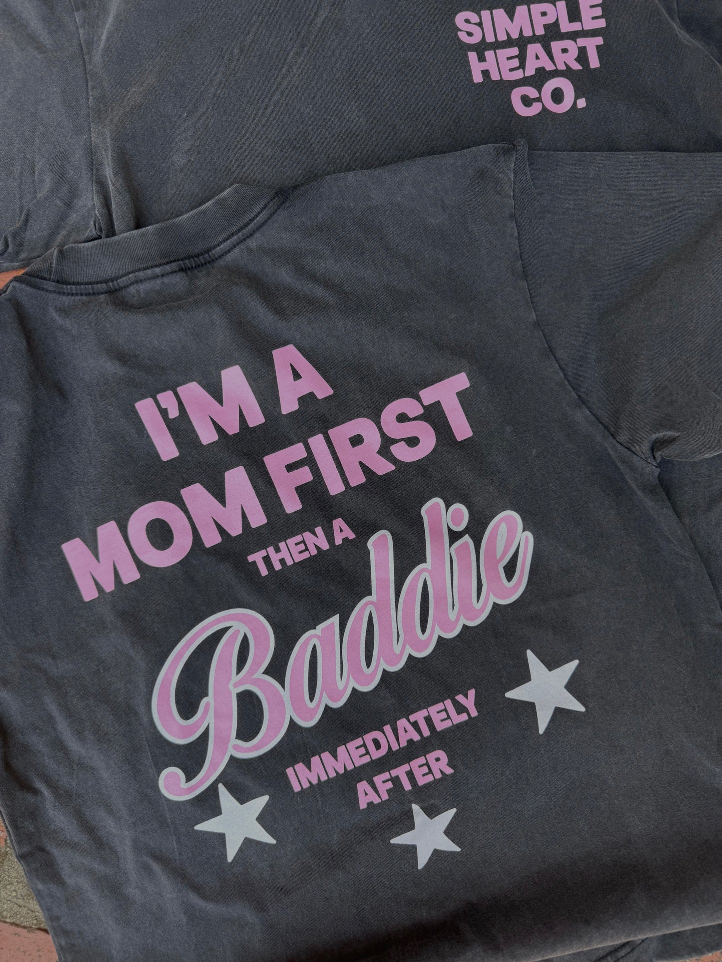 I’m A Mom First Then A Baddie Oversized Vintage Wash Tee