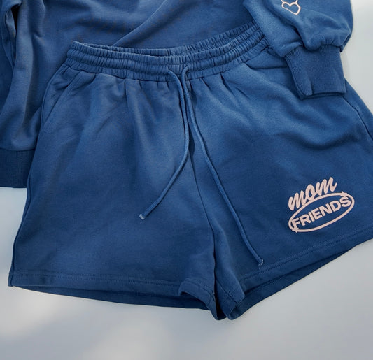 Mom Friends Shorts | Blue 100% Cotton Lounge Shorts for Moms