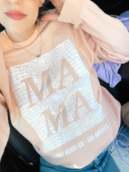 MAMA snakeprint peach Crewneck